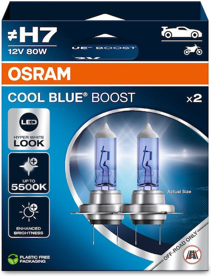 Osram H7 12v 80w Px26d Cool Blue Boost Blue 5000k 2pcs 5500k Halogen Headlight Bulb