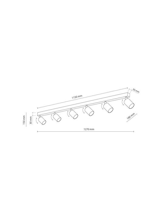 TK Lighting Σποτ με 6 Φώτα και με Ντουί GU10 σε Καφέ Χρώμα