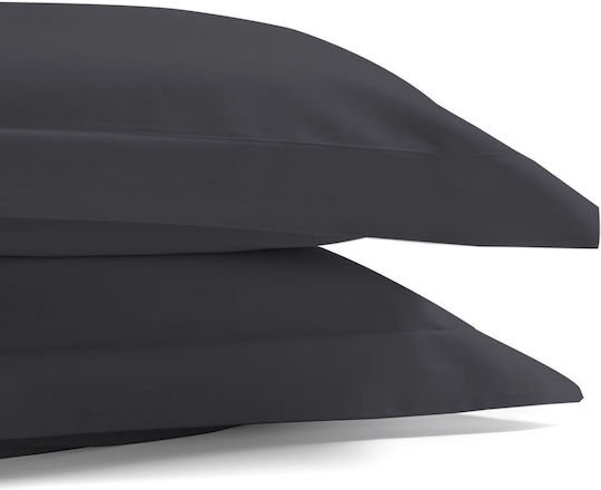 Aslanis Home Satin Σετ Μαξιλαροθήκες Oxford Black 50x80εκ.