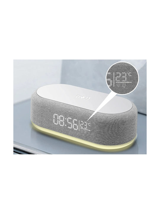 Verk Group Tabletop Digital Clock with Alarm & Wireless Charging White