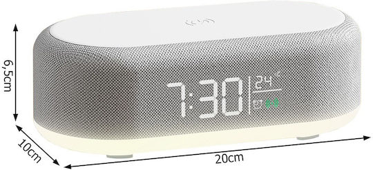 Verk Group Ceas Digital de Masă cu Alarmă & Încărcare Wireless Alb