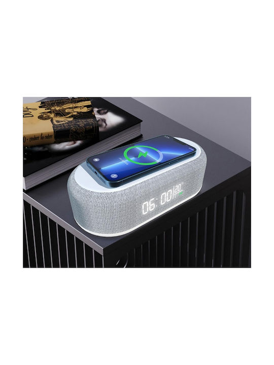 Verk Group Tabletop Digital Clock with Alarm & Wireless Charging White