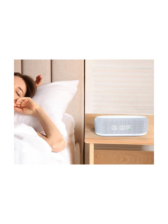 Verk Group Tabletop Digital Clock with Alarm & Wireless Charging White