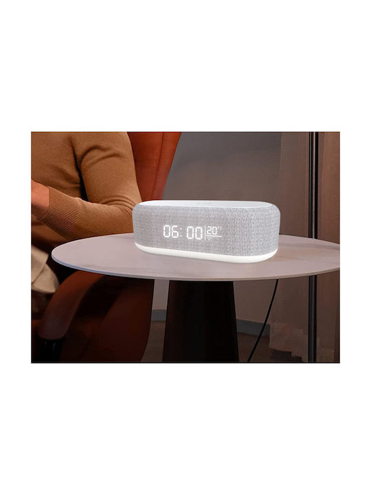 Verk Group Tabletop Digital Clock with Alarm & Wireless Charging White