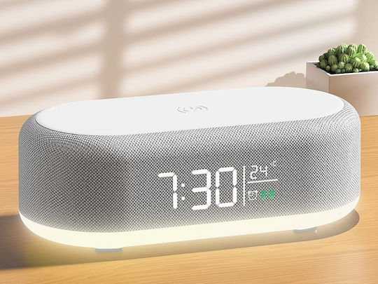 Verk Group Ceas Digital de Masă cu Alarmă & Încărcare Wireless Alb
