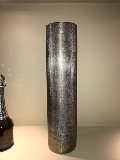 Βάζο Ασημί Σαγρέ Μεταλλικό 11xh.47cm Kfr91 Casa Vogue