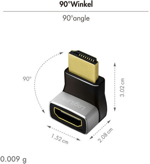 LogiLink Convertor HDMI masculin în HDMI feminin Auriu 1buc AH0005A