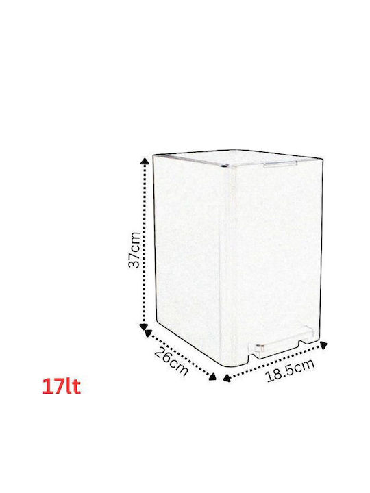 Κάδος Μπάνιου Πεντάλ 17lt 18.5x26x37cm Εσωτερικό Κάδο 10lt 1.04kg Πλαστικό Soft Close Γκρι Τιτανίου Ελλάδας