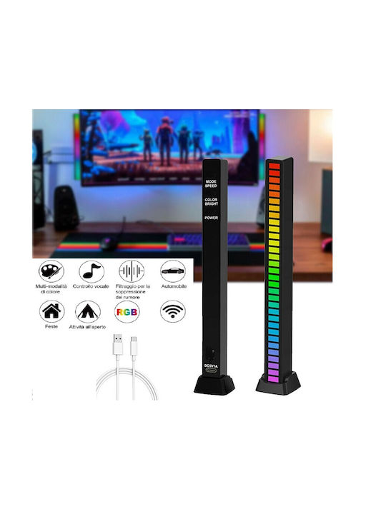 Arrango Rgb Led Music Sync Sound Control Rhythm Strip Light 19*1.7cm Επαναφορτιζată 1τμχ Alb