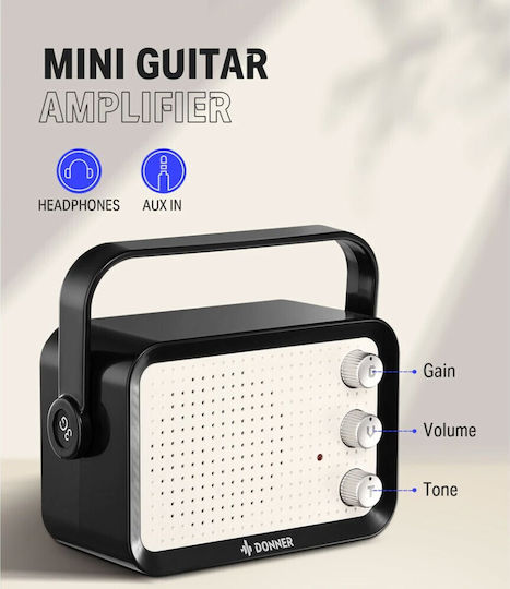 Donner Dsj-100bk Set Elektrische Gitarre Mini 3/4 Schwarze