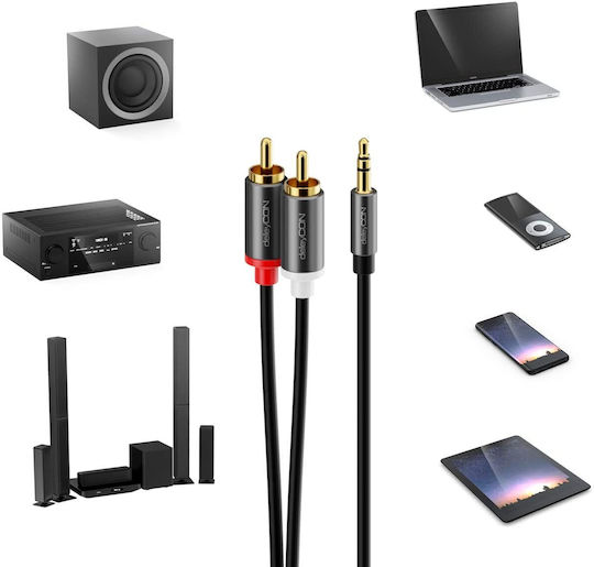 Deleycon Audio Converter Cable Mobile Phone Smartphone To Hifi Receiver 3.5mm Aux Jack To Rca Cinch 2m