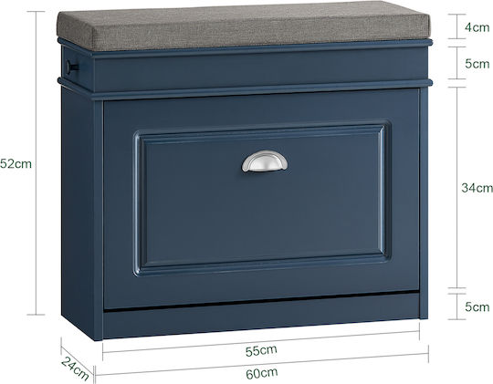 Eingangsmöbel mit Bank Blue 60x52x24cm