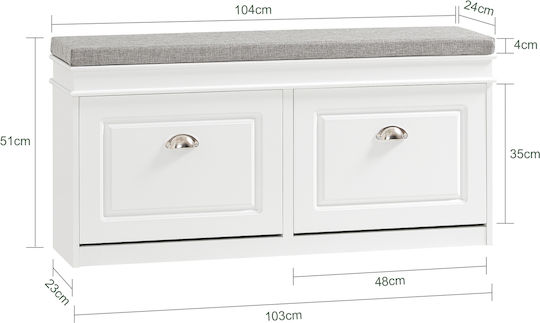 Entry Furniture with Shoe Rack & Bench White 104x52x24cm