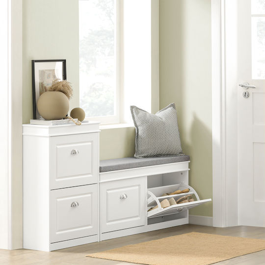 Entry Furniture with Shoe Rack & Bench White 104x52x24cm