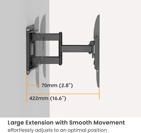 Powertech PT-1423 Wandhalterung für Fernseher bis 90" Silber