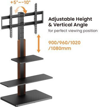 Powertech PT-1422 Βάση Τηλεόρασης Δαπέδου έως 75" και 40kg Ασημί