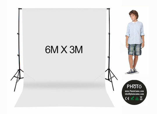 Pânză Fotografică Albă din Bumbac 6x3m 100% Bumbac