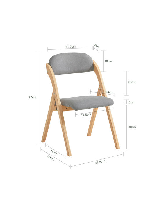 Foldable Kitchen Wooden Chair Grey