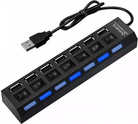 USB 2.0 7 Port Hub with USB-A Connection
