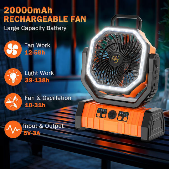 Powertech Mini Klimaanlage USB und Powerbank 15W Orange PT-1430