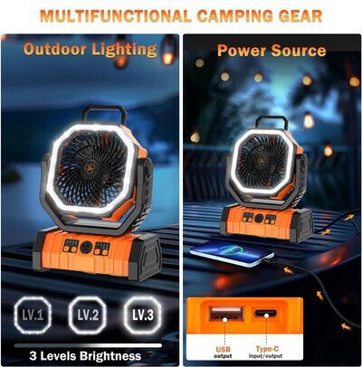 Powertech Mini Klimaanlage USB und Powerbank 15W Orange PT-1430