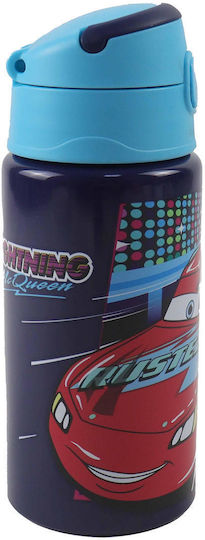 Gim Cars Kids Water Bottle Thermos Stainless Steel with Straw Gray 500ml