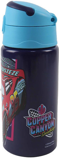 Gim Cars Kids Water Bottle Thermos Stainless Steel with Straw Gray 500ml