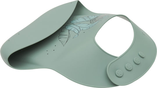 Kikka Boo Waterproof Bib Silicone with Button & Pocket Sage for 6 m+
