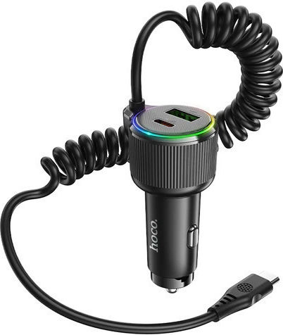 Hoco Încărcător Auto 50W cu Porturi: 1xUSB 2xType-C împreună cu Cablu Type-C Negru Culoare