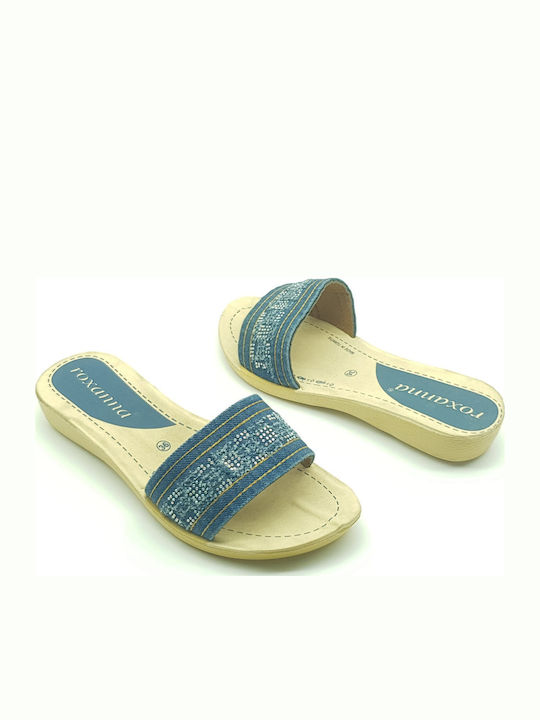 Women's Flat Sandals in Blue Color