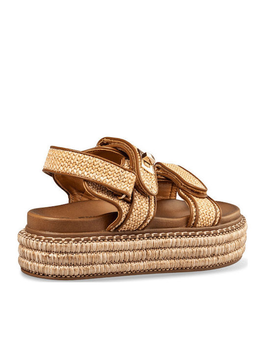 Sandale Casual Damă Flatforme Bej