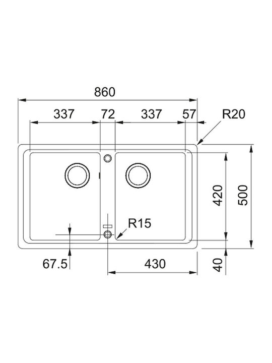Franke Basis Bfg 620 Ένθετος Νεροχύτης από Συνθετικό Γρανίτη Μ86xΠ50cm Coffee