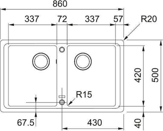 Franke Basis Bfg 620 Ένθετος από Συνθετικό Γρανίτη Μ86xΠ50cm