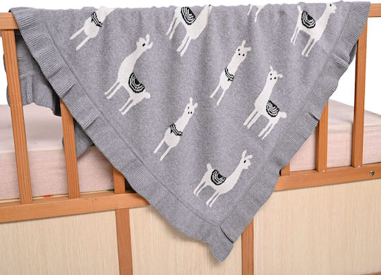 Liolios Home Babydecken Wickeltücher für Kinderzimmer Lama mit Teddybär 80x100cm