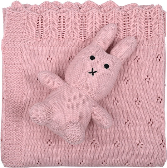 Liolios Home Blanket Nursery Swaddling Blankets Cotton Pink with Animal 80x100cm