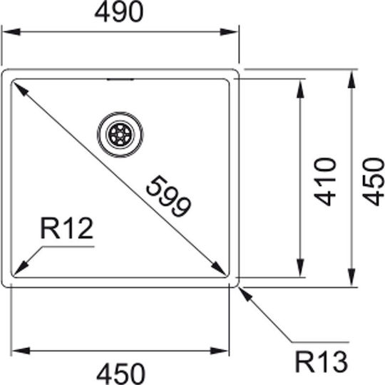 Franke Square Bxx 210-45 Ένθετος Inox Μ49xΠ45cm Ασημί