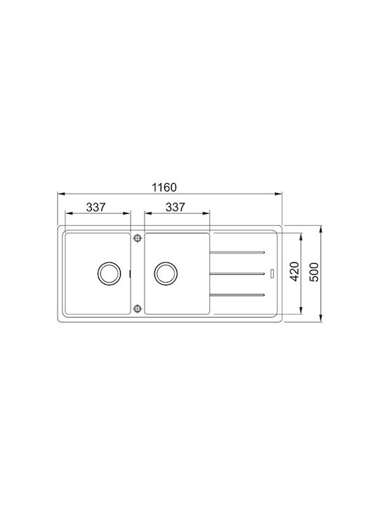 Franke Basis Bfg 621 1140284105 Drop-In Spüle aus Verbundgranulat B116xT50cm Coffee