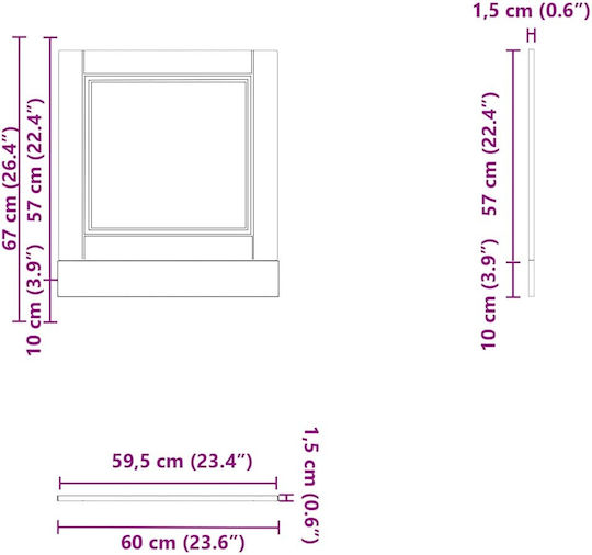 Vidaxl Dishwasher Panel Porto White 60x1.5x67 cm Engineered Wood