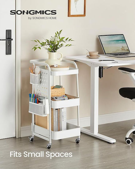 Songmics Кухненски Метален Стелаж С 3 Позиции Бял 49.4x32.3x73.9см