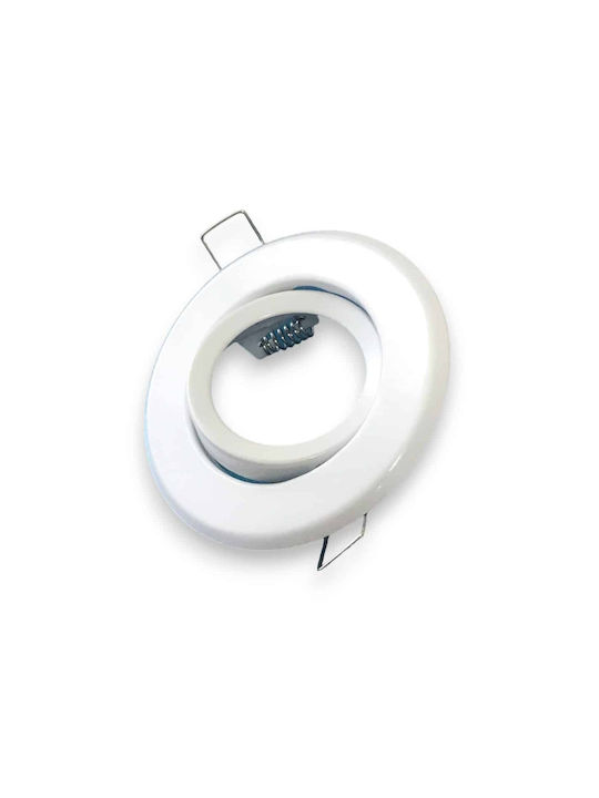 Led7 Rund Metallisch Rahmen für Spots GU10 Weiß 8.7x8.7cm. 1Stück