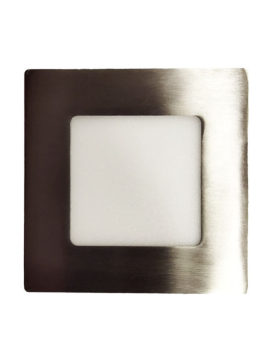 Atman Square Metallic Recessed Spot with Integrated LED and Cool White Light 3W Silver 8.5x8.5cm. 1pcs
