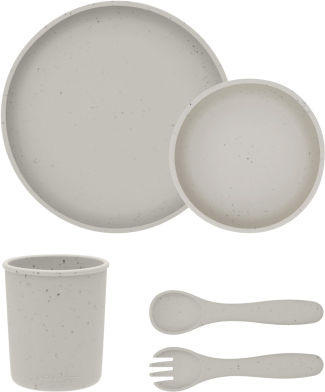 Kikka Boo Feeding Set Platinum made of Silicone Beige 5pcs for 6+ months