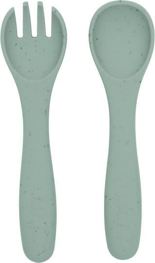 Kikka Boo Feeding Set Platinum made of Silicone Green 5pcs for 6+ months