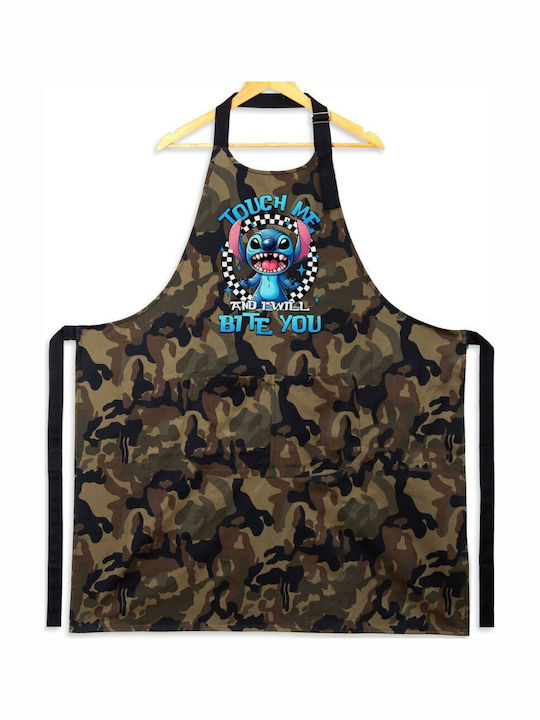 Koupakoupa Stitch Touch Me And I Will Bite You Șorț de Bucătărie Maro 31.5x20cm KP_30681_apron-army 1buc