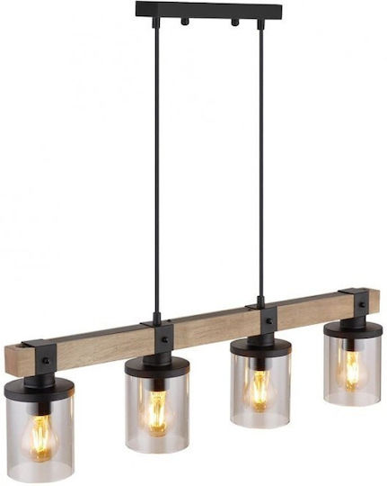 Globo Lighting Pendant Light Brown Rail for 4 Bulbs E27 73x10x133cm