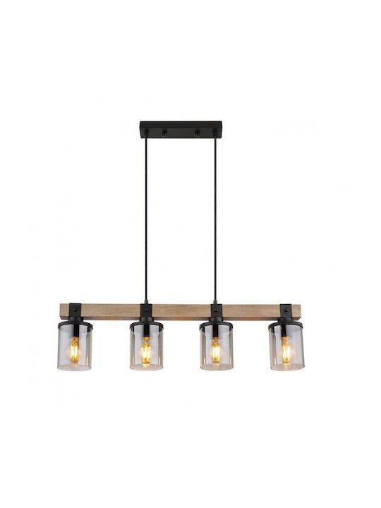 Globo Lighting Κρεμαστό Φωτιστικό Καφέ Ράγα για 4 Λαμπτήρες E27 73x10x133εκ.
