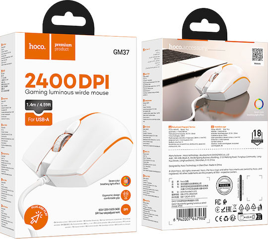 Hoco GM37 Gaming Mouse White