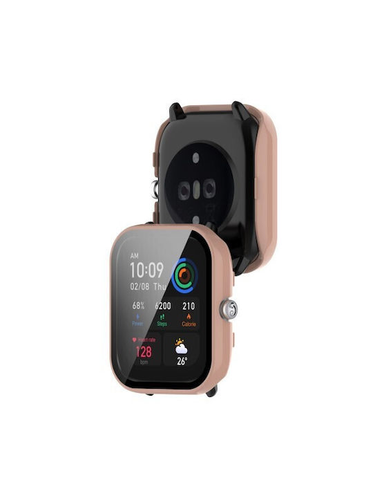 Πλαστική Θήκη με Τζαμάκι σε Ροζ χρώμα για Amazfit GTS 4 Mini