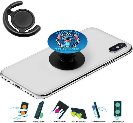 Stitch Touch Me I Will Bite You Pop Сокети Черна База За Поддръжка На Телефон В Ръка