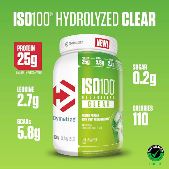 Dymatize ISO 100 Hydrolyzed Clear Πρωτεΐνη Ορού Γάλακτος με Γεύση Peach Ice Tea 528gr